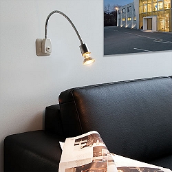Dio Flex Plug Steckerleuchten Set chrom/wei�  inkl. GU10 LED Lampe 2,5 Watt 25� warmwei� 