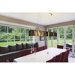 Decken-Pendelleuchte LASSON Rosette chrom, Glas satiniert,