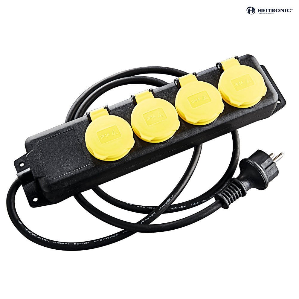 Socket, IP44, connection spring hinged cover, black/yellow, - HEITRONIC
