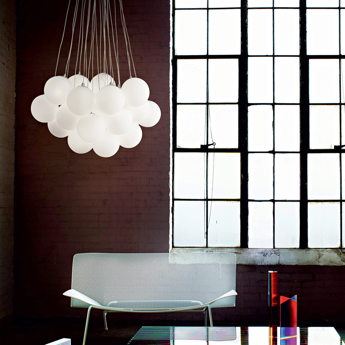 Ideal Lux Pendelleuchte MAPA PLUS, 22-flammig, Ø 80cm, E14, Metall / Ätzglas weiß Ideal Lux Pendelleuchte MAPA PLUS, 22-flammig, Ø 80cm, E14, Metall / Ätzglas weiß