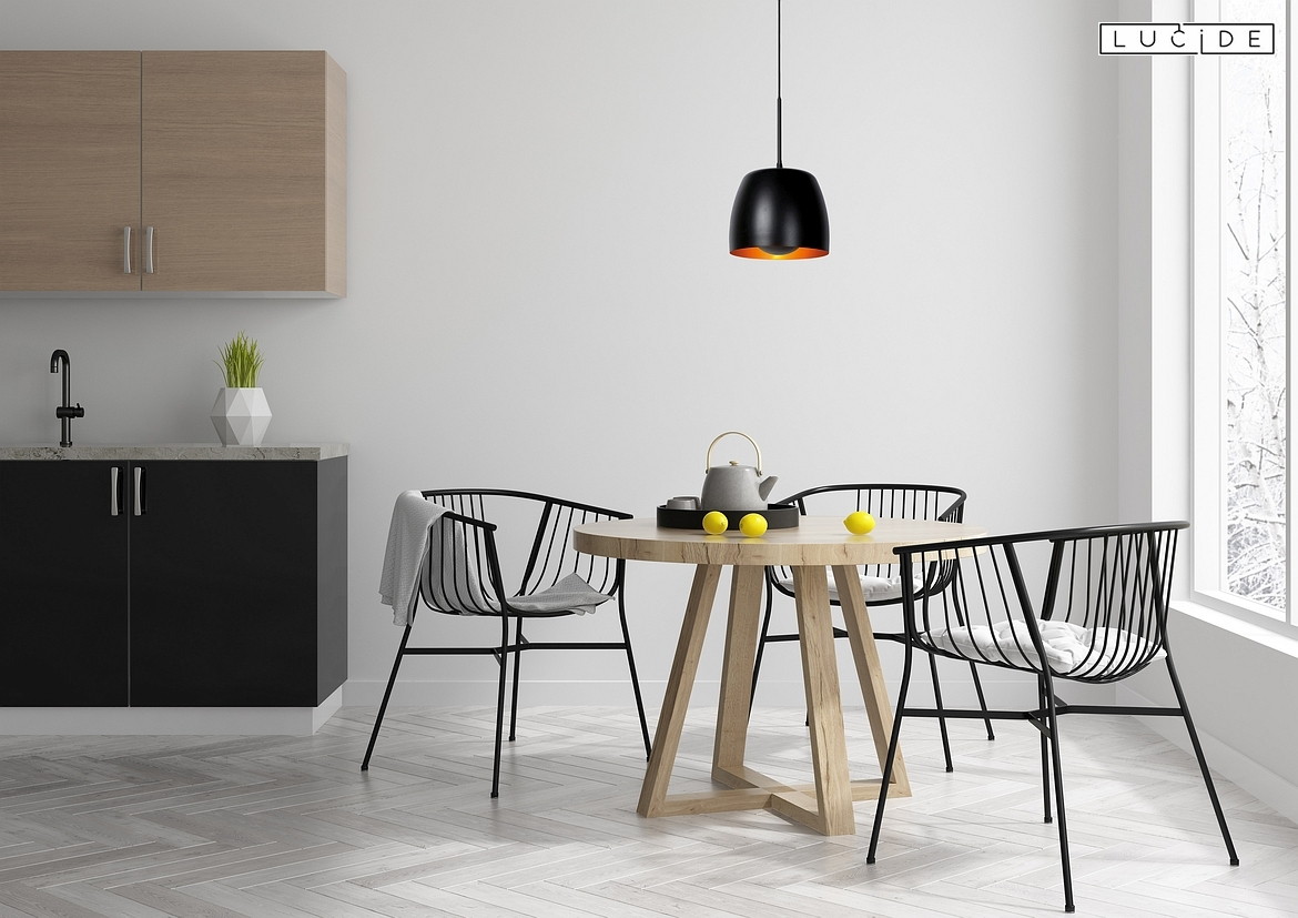 Lucide pendant luminaire NOLAN E27 IP20, gold matt, brass, black Lucide pendant luminaire NOLAN E27 IP20, gold matt, brass, black