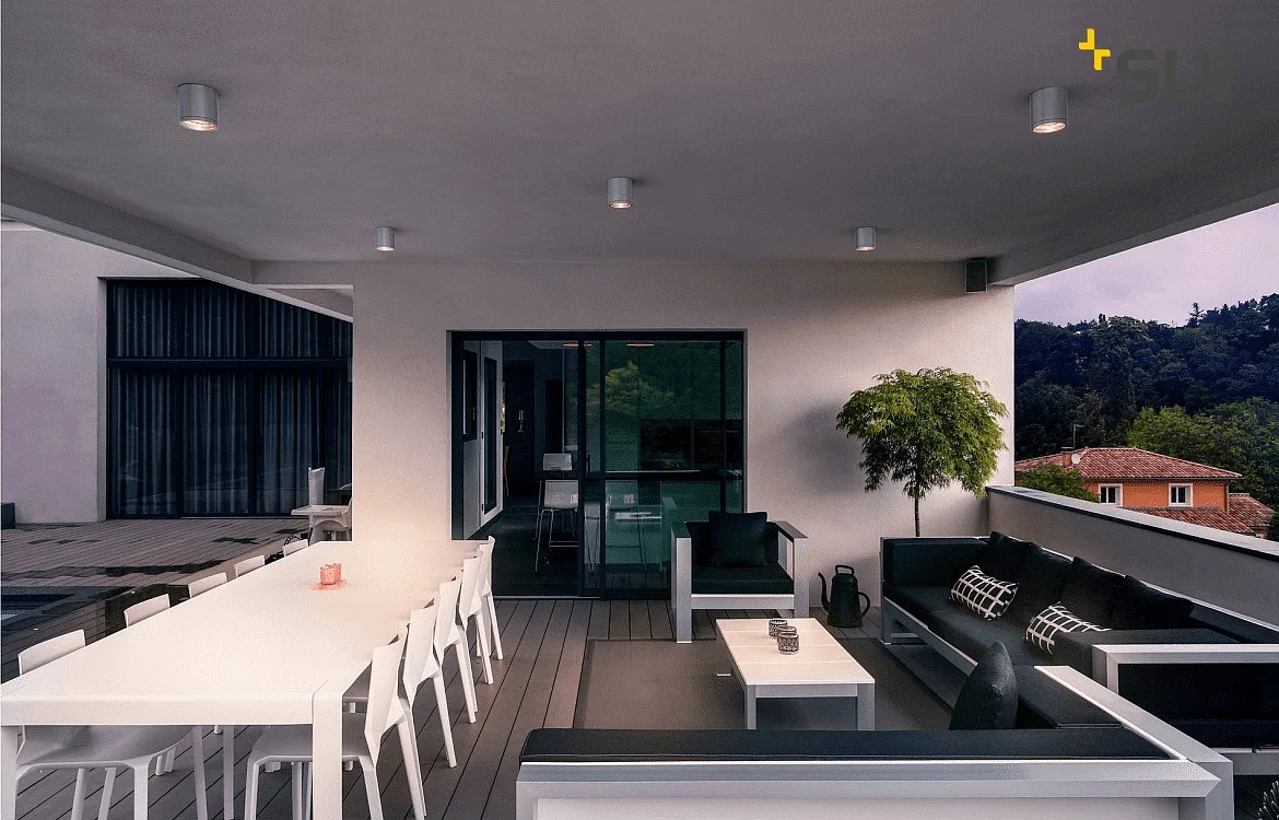 SLV Outdoor Deckenleuchte ROX CEILING OUT, QPAR11, IP44, GU10 max. 50W, Alu gebürstet SLV Outdoor Deckenleuchte ROX CEILING OUT, QPAR11, IP44, GU10 max. 50W, Alu gebürstet