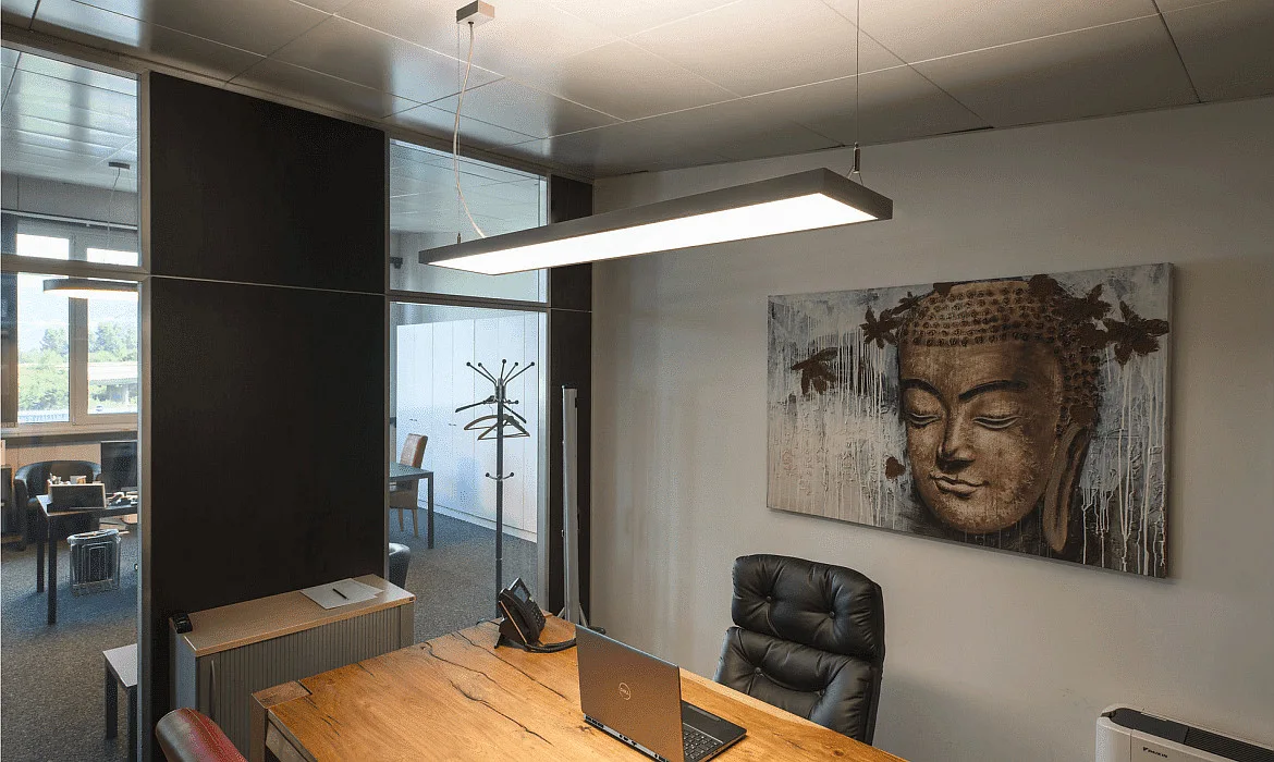 SLV LED Pendelleuchte WORKLIGHT PRO 120, 80° - 115°, 120cm, 50W, 4000K, 6100lm, IP20, DALI dimmbar, grau SLV LED Pendelleuchte WORKLIGHT PRO 120, 80° - 115°, 120cm, 50W, 4000K, 6100lm, IP20, DALI dimmbar, grau