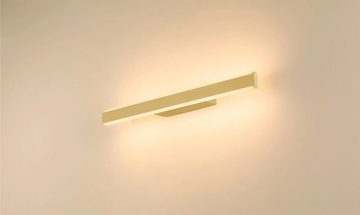 SLV LED Wandaufbauleuchte ONE LINEAR 50 PHASE, Up/Down, IP44, 52.2cm, 14W 2700/3000K (CCT Switch), CRi >90, dimmbar, messing SLV LED Wandaufbauleuchte ONE LINEAR 50 PHASE, Up/Down, IP44, 52.2cm, 14W 2700/3000K (CCT Switch), CRi >90, dimmbar, messing