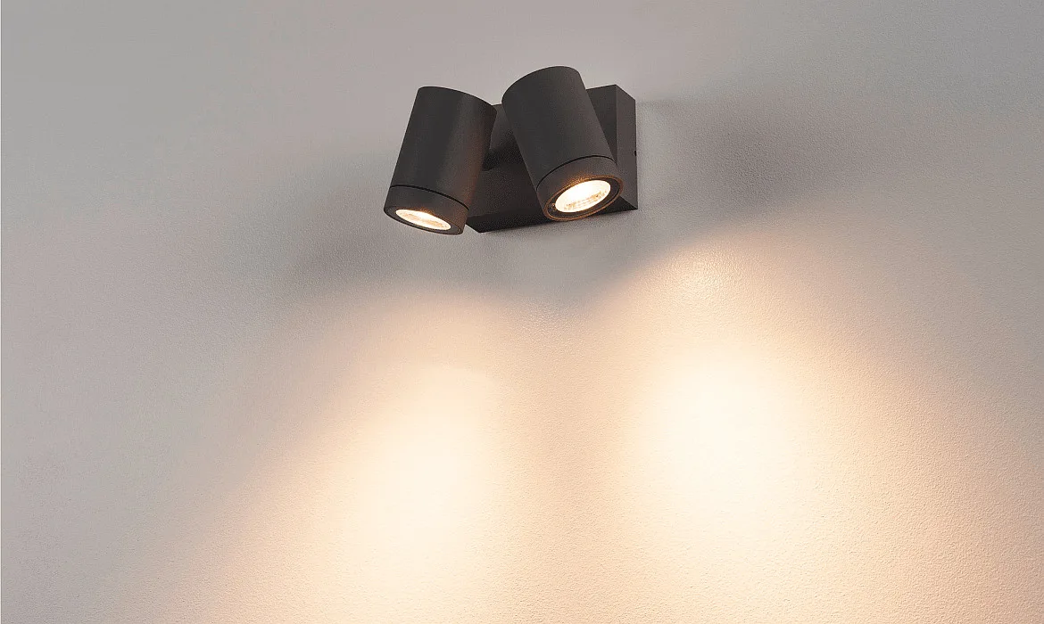 SLV LED Außenwandstrahler HELIA LED 2 Spot, 2x8W LED, 38°, 3000K, IP55, anthrazit SLV LED Außenwandstrahler HELIA LED 2 Spot, 2x8W LED, 38°, 3000K, IP55, anthrazit