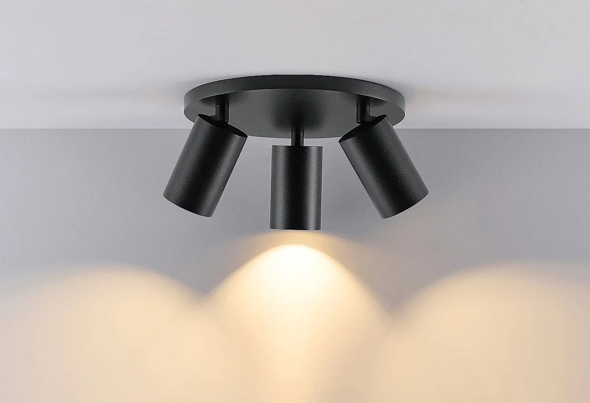 Deko-Light ceiling luminaire CAN TILT ROUND BASE Ø 25CM MIX‘N MATCH 3 flames, round, without shade, cardanic swivelling GU10 IP20, black Deko-Light ceiling luminaire CAN TILT ROUND BASE Ø 25CM MIX‘N MATCH 3 flames, round, without shade, cardanic swivelling GU10 IP20, black