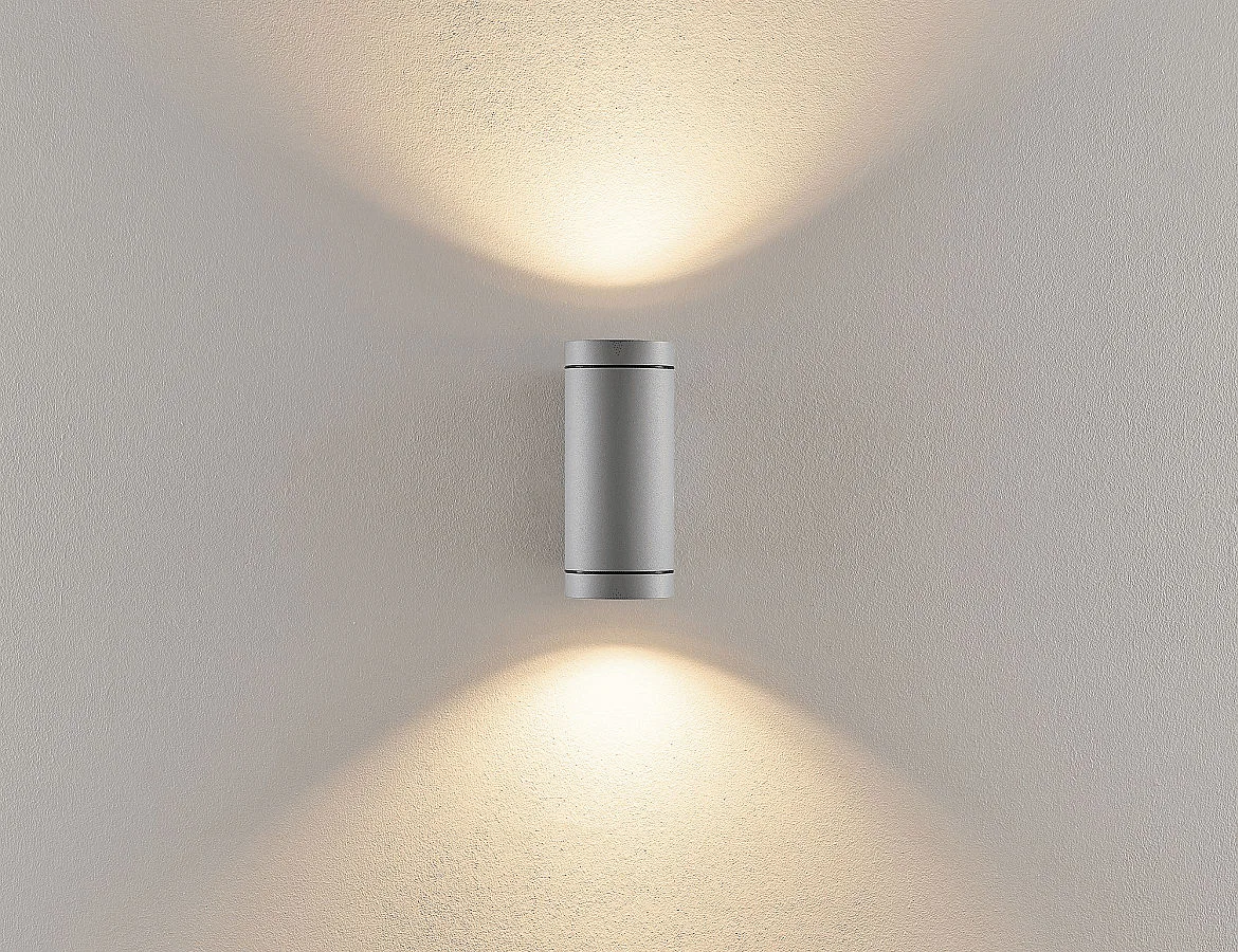 Deko-Light facade spotlight SHORELINE PRO GU10 ROUND UP&DOWN 2 flames, cylindrical, with lamp socket GU10 IP65, light grey Deko-Light facade spotlight SHORELINE PRO GU10 ROUND UP&DOWN 2 flames, cylindrical, with lamp socket GU10 IP65, light grey