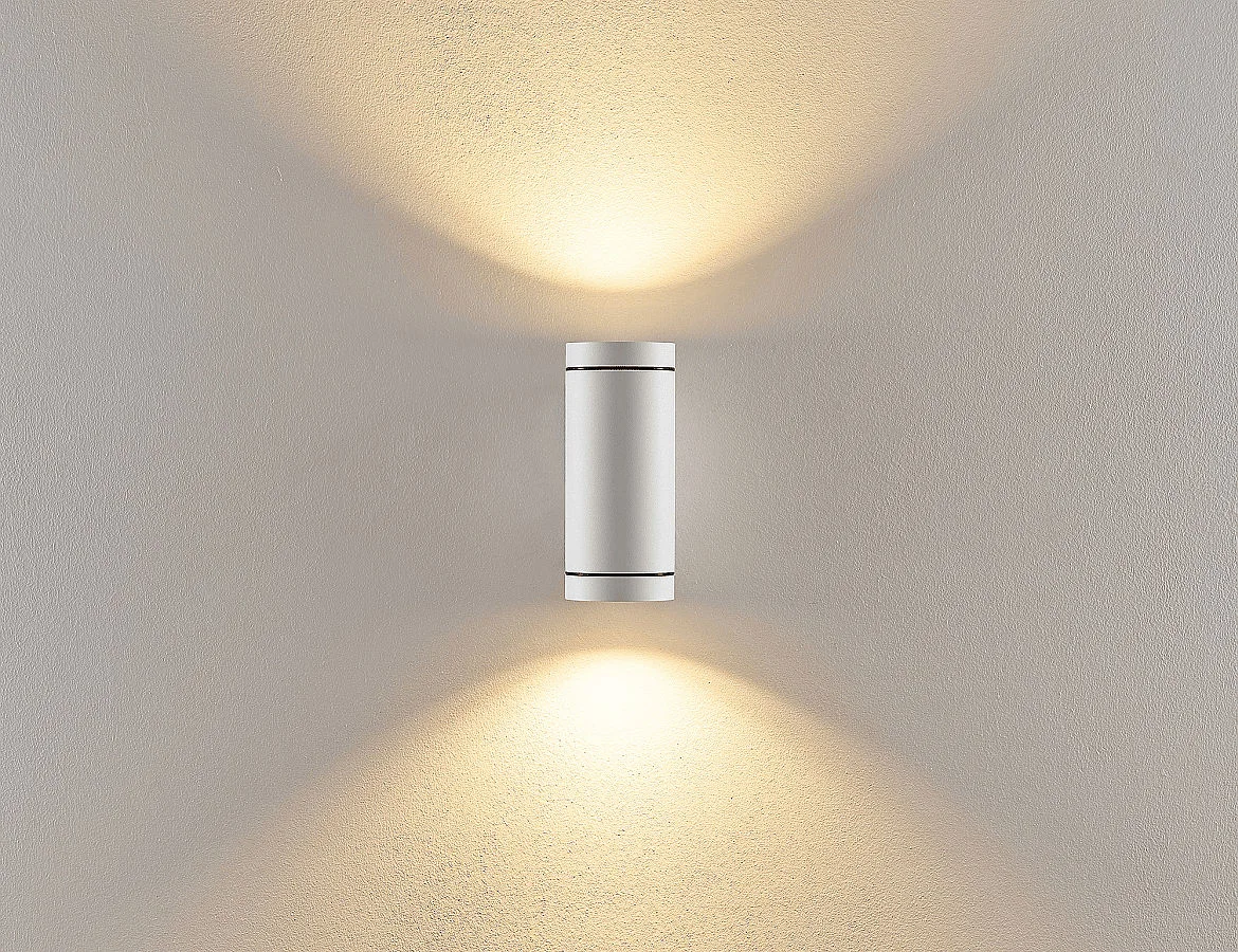 Deko-Light facade spotlight SHORELINE PRO GU10 ROUND UP&DOWN 2 flames, cylindrical, with lamp socket GU10 IP65, white Deko-Light facade spotlight SHORELINE PRO GU10 ROUND UP&DOWN 2 flames, cylindrical, with lamp socket GU10 IP65, white