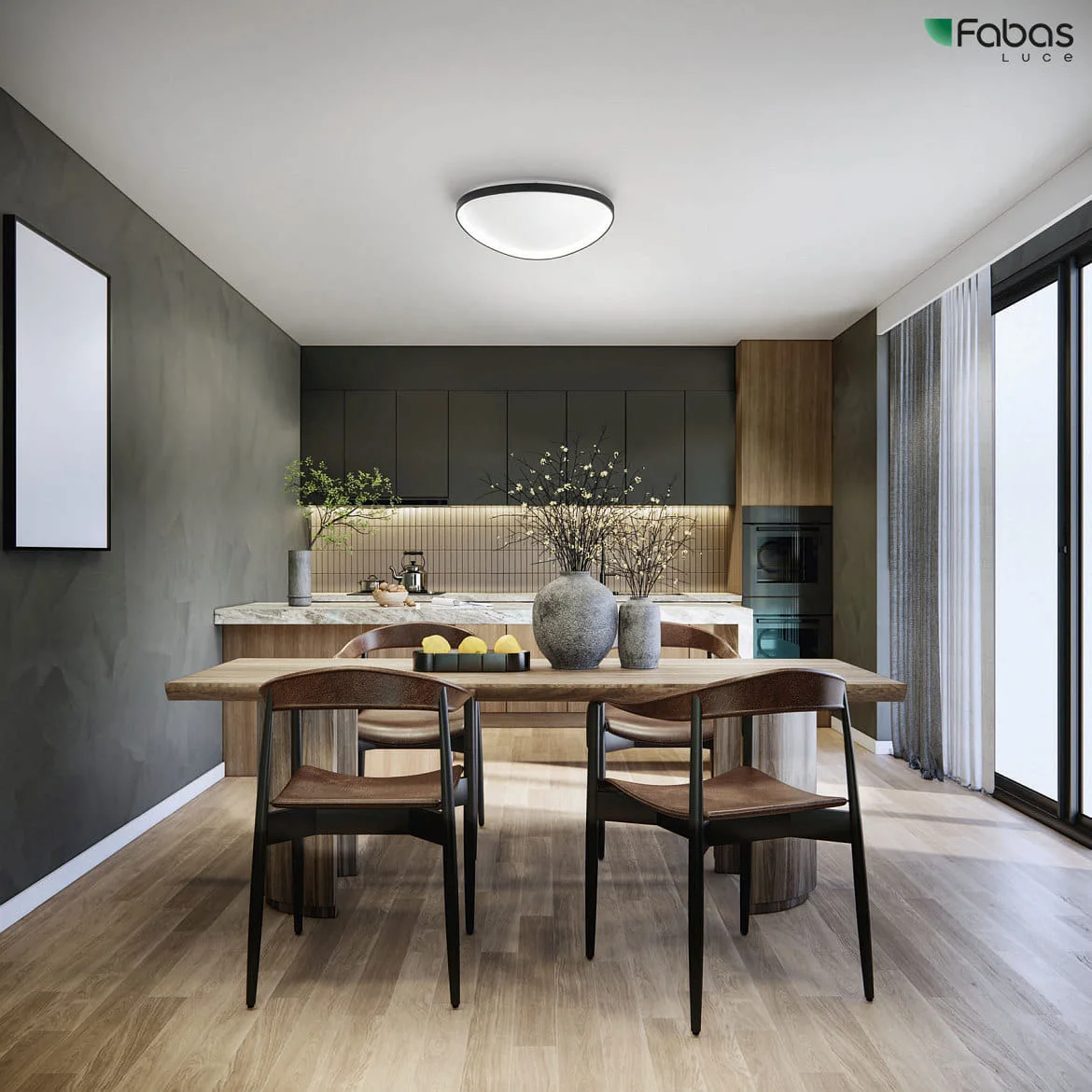 Fabas Luce ceiling luminaire QUIRK IP20, satined, black dimmable Fabas Luce ceiling luminaire QUIRK IP20, satined, black dimmable