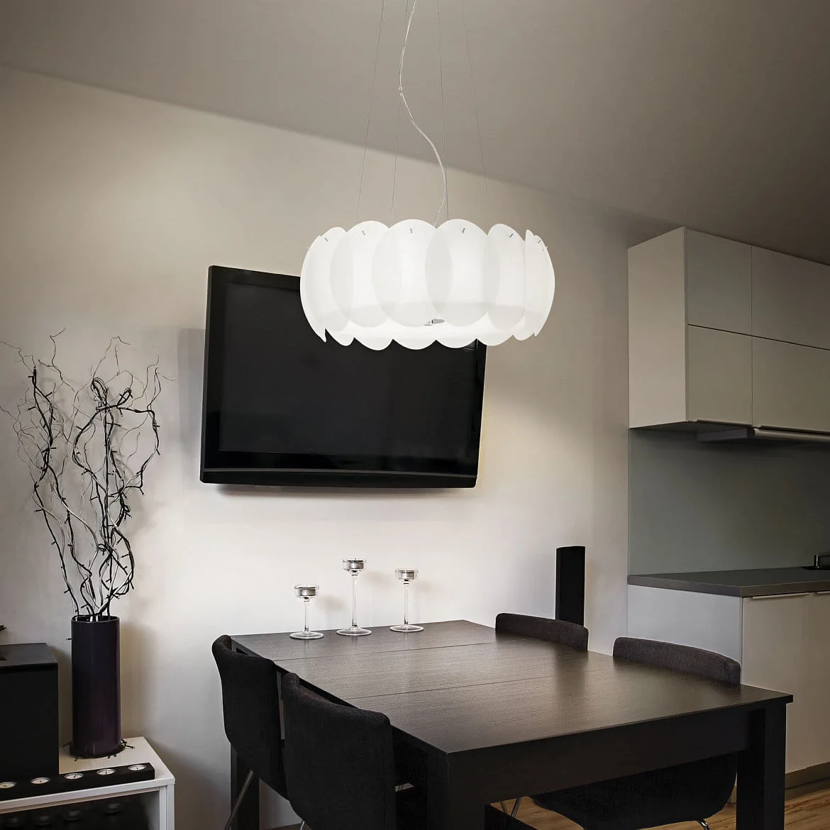 Ideal Lux Pendant luminaire OVALINO SP5, 5 flames, E27, white Ideal Lux Pendant luminaire OVALINO SP5, 5 flames, E27, white