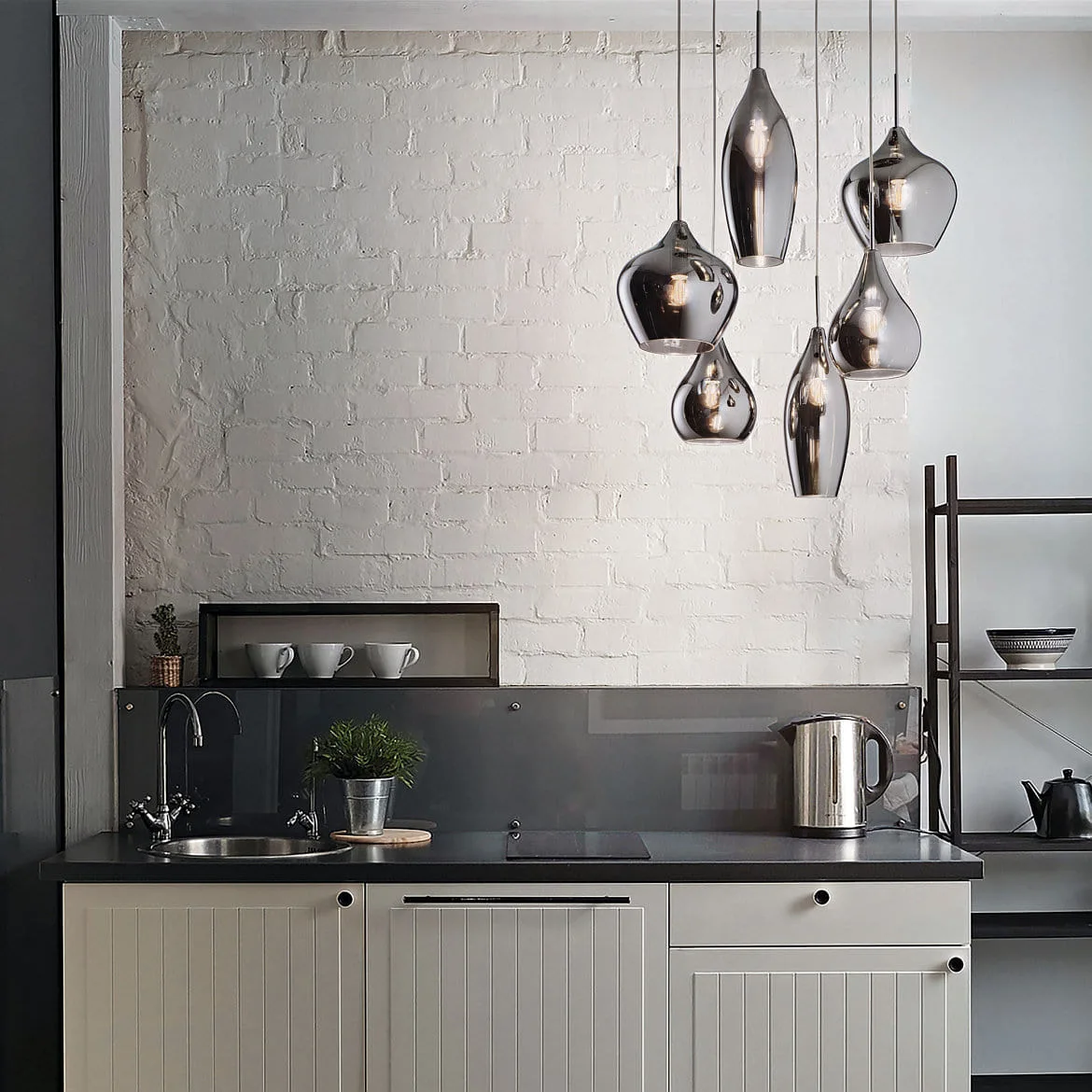 Ideal Lux Pendant luminaire SOFT SP6, 6 flames, G9, 40W, smoked glass Ideal Lux Pendant luminaire SOFT SP6, 6 flames, G9, 40W, smoked glass