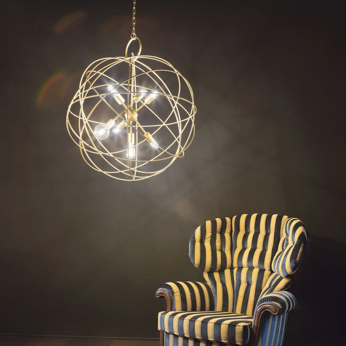 Ideal Lux Pendelleuchte KONSE, 7-flammig, Ø 80cm, E27, Dunkelgold satiniert Ideal Lux Pendelleuchte KONSE, 7-flammig, Ø 80cm, E27, Dunkelgold satiniert