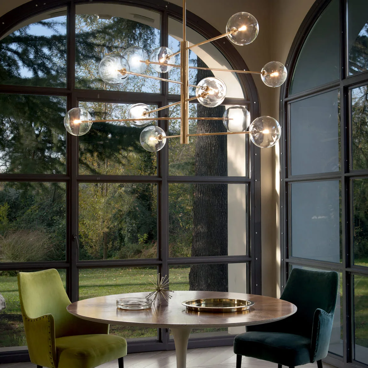 Ideal Lux Pendant luminaire EQUINOXE, 12 flames, incl. G4 2W 3000K, metal / clear glass, antique brass Ideal Lux Pendant luminaire EQUINOXE, 12 flames, incl. G4 2W 3000K, metal / clear glass, antique brass