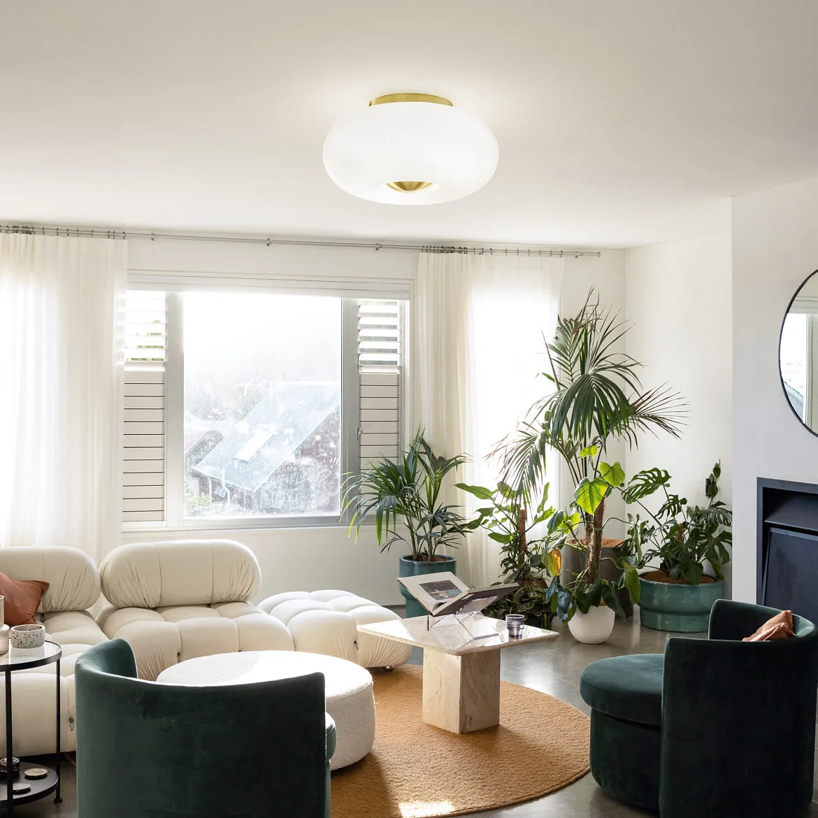 Ideal Lux Ceiling luminaire ARIZONA , 5 flames, Ø 50cm, incl. 5x GX53 3000K, satined brass / white Ideal Lux Ceiling luminaire ARIZONA , 5 flames, Ø 50cm, incl. 5x GX53 3000K, satined brass / white
