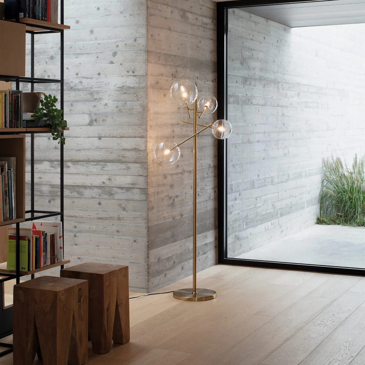 Ideal Lux floor lamp EQUINOXE PT4 4 flames G4 IP20, brass Ideal Lux floor lamp EQUINOXE PT4 4 flames G4 IP20, brass