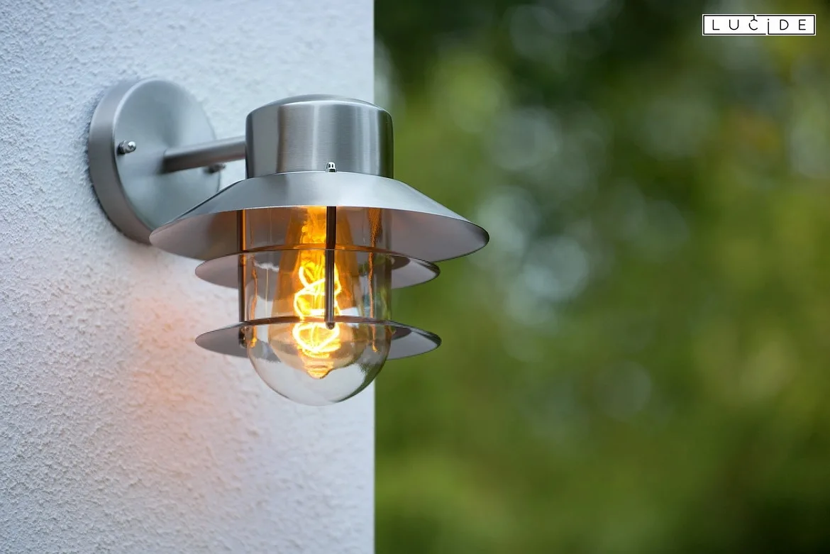 Lucide Außenwandleuchte ZICO, IP44, E27, Landhausstil modern, Echtglas klar / Aluminium, chrom matt Lucide Außenwandleuchte ZICO, IP44, E27, Landhausstil modern, Echtglas klar / Aluminium, chrom matt