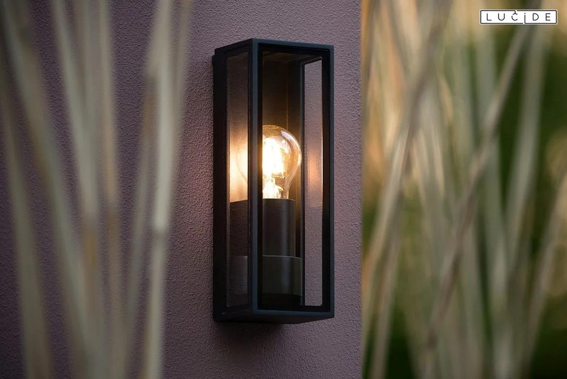 Lucide wall luminaire DUKAN square E27 IP65, black Lucide wall luminaire DUKAN square E27 IP65, black