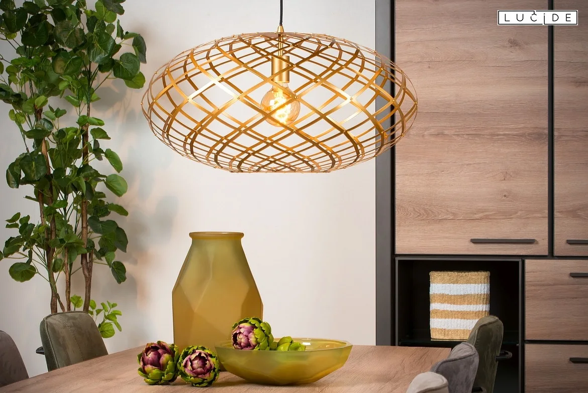 Lucide pendant luminaire WOLFRAM oval E27 IP20, gold matt, brass, black Lucide pendant luminaire WOLFRAM oval E27 IP20, gold matt, brass, black
