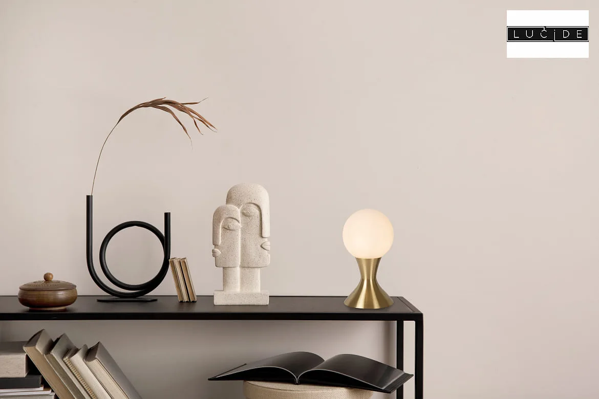 Lucide table lamp MOYA G9 IP20, gold matt, brass, opal Lucide table lamp MOYA G9 IP20, gold matt, brass, opal