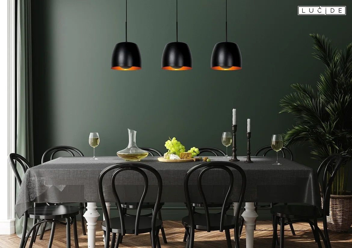 Lucide pendant luminaire NOLAN 3 flames, square E27 IP20, gold matt, brass, black Lucide pendant luminaire NOLAN 3 flames, square E27 IP20, gold matt, brass, black