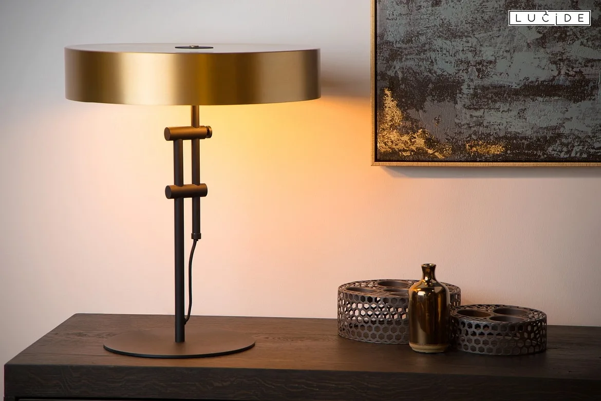 Lucide table lamp GIADA 2 flames, round E27 IP20, gold matt, brass, black Lucide table lamp GIADA 2 flames, round E27 IP20, gold matt, brass, black