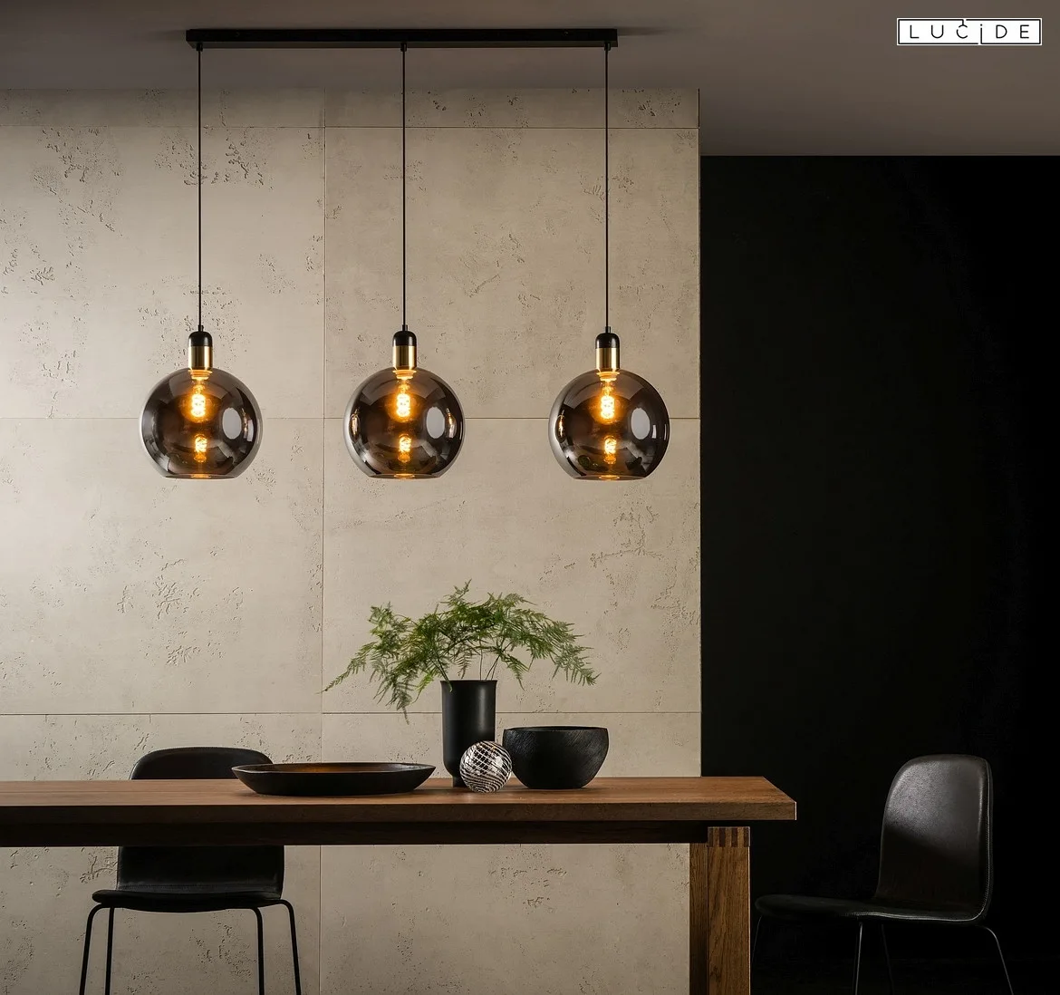 Lucide pendant luminaire JULIUS 3 flames E27 IP20, smoky colour, black Lucide pendant luminaire JULIUS 3 flames E27 IP20, smoky colour, black
