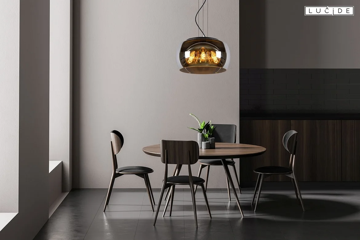 Lucide pendant luminaire OLIVIA 3 flames, round E27 IP20, smoky colour, black Lucide pendant luminaire OLIVIA 3 flames, round E27 IP20, smoky colour, black
