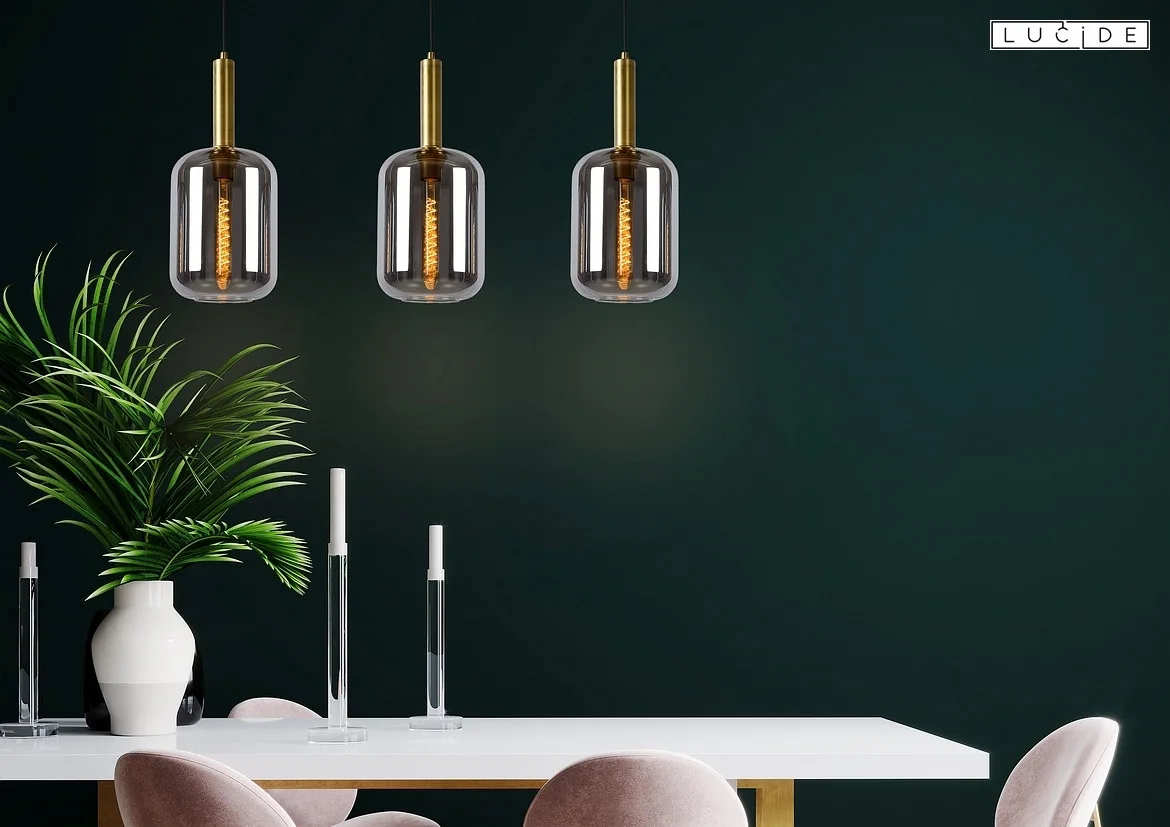 Lucide pendant luminaire JOANET 3 flames, round E27 IP20, gold matt, brass, smoky colour Lucide pendant luminaire JOANET 3 flames, round E27 IP20, gold matt, brass, smoky colour