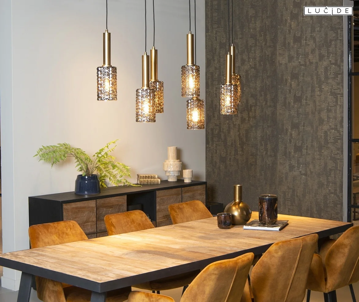 Lucide pendant luminaire CORALIE square E27 IP20, gold matt, brass, smoky colour Lucide pendant luminaire CORALIE square E27 IP20, gold matt, brass, smoky colour