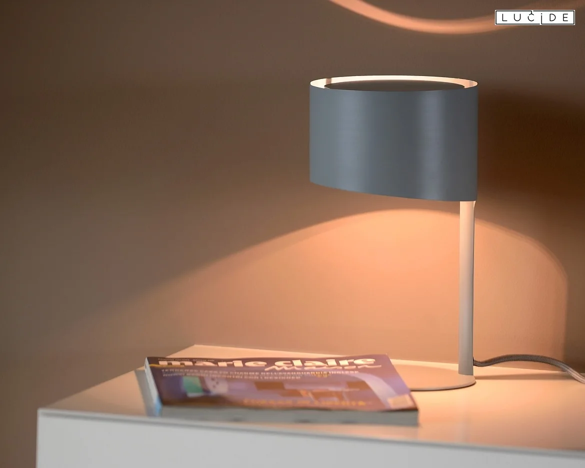 Lucide table lamp KNULLE round E14 IP20, grey Lucide table lamp KNULLE round E14 IP20, grey