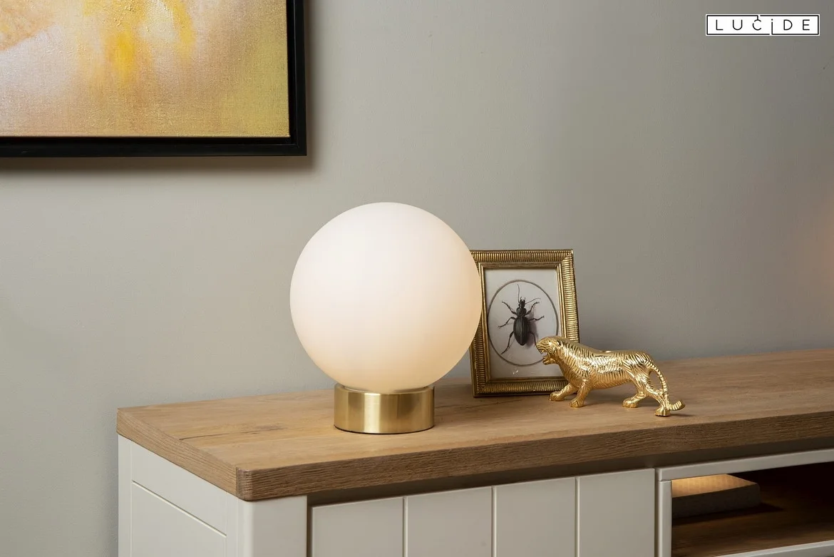 Lucide table lamp JORIT round E27 IP20, gold matt, brass, opal Lucide table lamp JORIT round E27 IP20, gold matt, brass, opal
