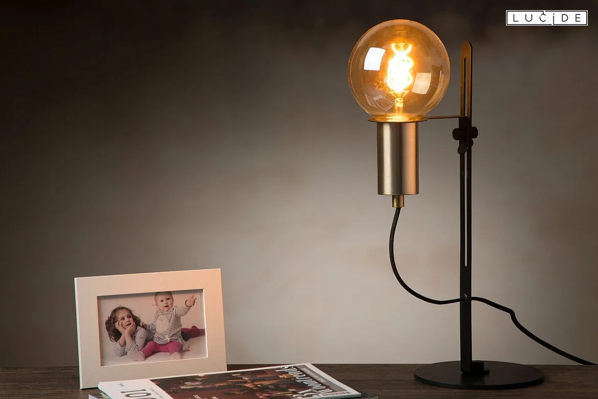Lucide table lamp MALCOM E27 IP20, gold matt, brass, black Lucide table lamp MALCOM E27 IP20, gold matt, brass, black