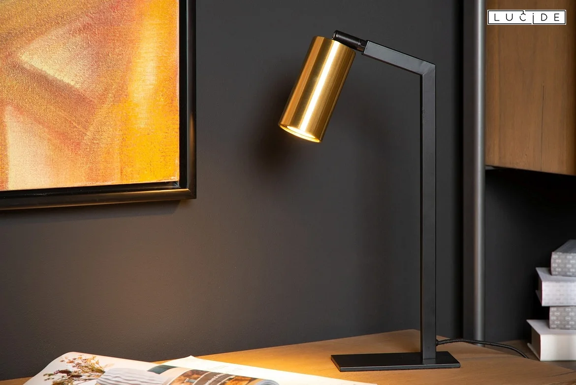 Lucide table lamp SYBIL square GU10 IP20, gold matt, brass, black Lucide table lamp SYBIL square GU10 IP20, gold matt, brass, black