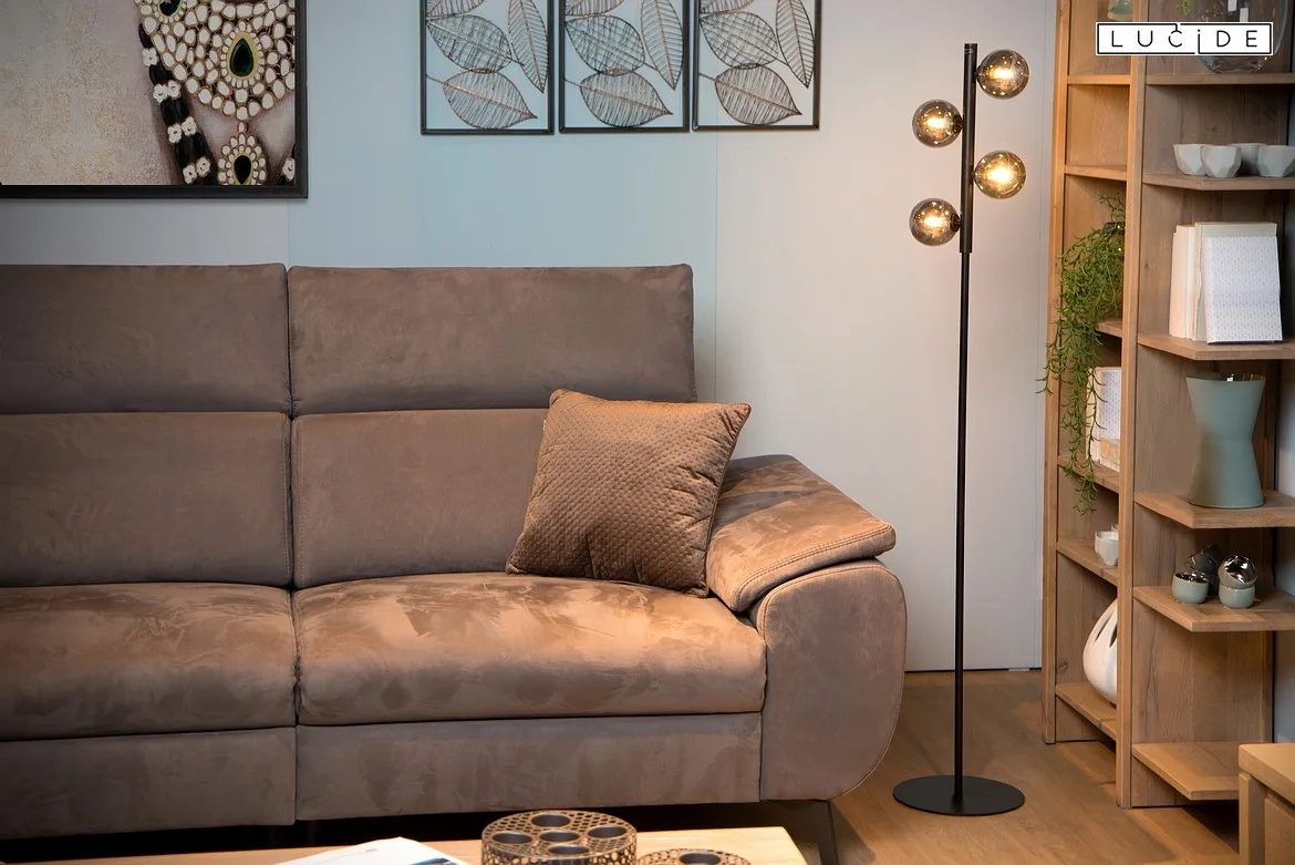 Lucide floor lamp TYCHO 4 flames G9 IP20, smoky colour, black Lucide floor lamp TYCHO 4 flames G9 IP20, smoky colour, black
