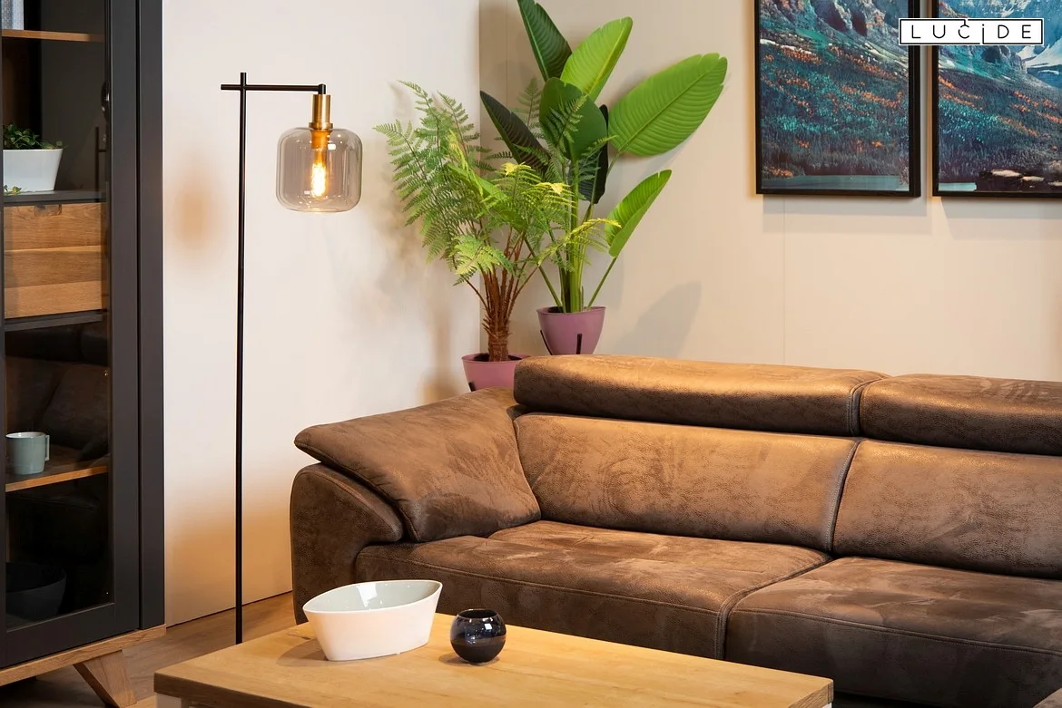 Lucide floor lamp JOANET square E27 IP20, smoky colour, black Lucide floor lamp JOANET square E27 IP20, smoky colour, black
