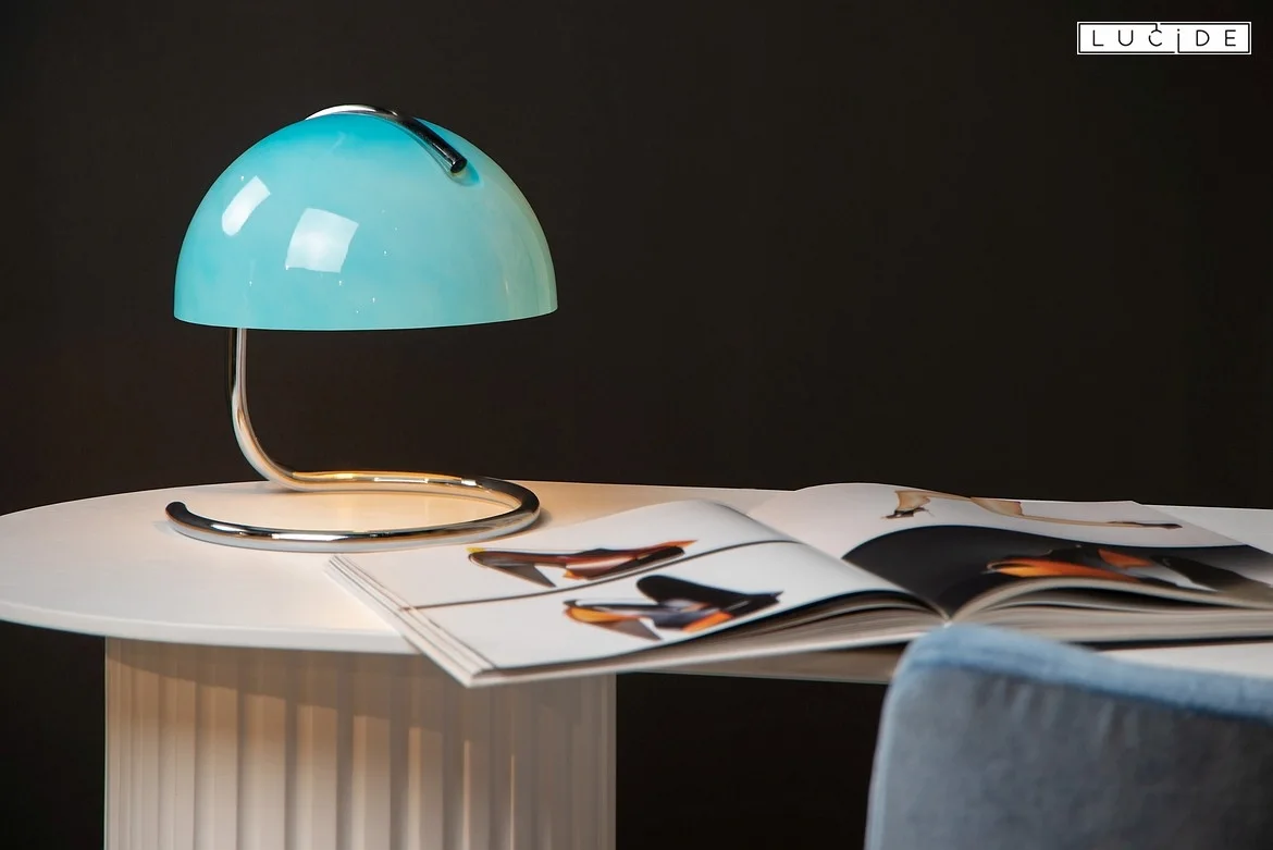 Lucide table lamp CATO E27 IP20, blue, chrome Lucide table lamp CATO E27 IP20, blue, chrome