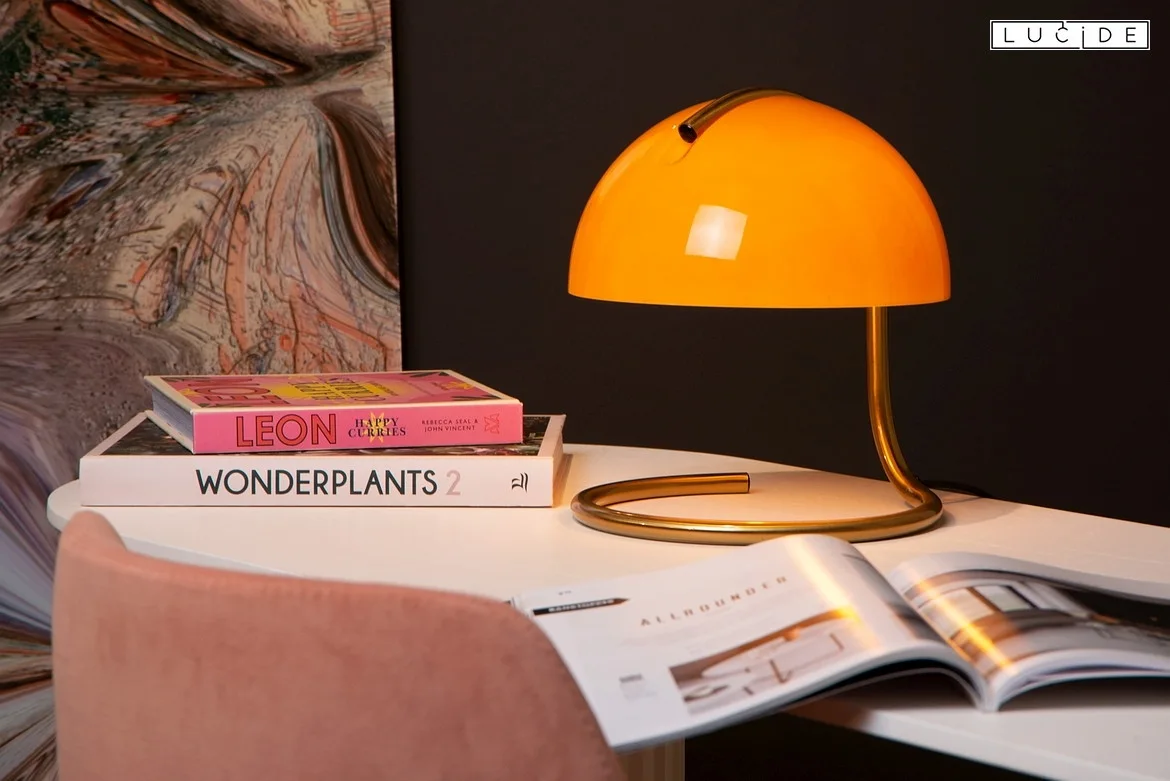 Lucide table lamp CATO E27 IP20, gold matt, brass, orange Lucide table lamp CATO E27 IP20, gold matt, brass, orange
