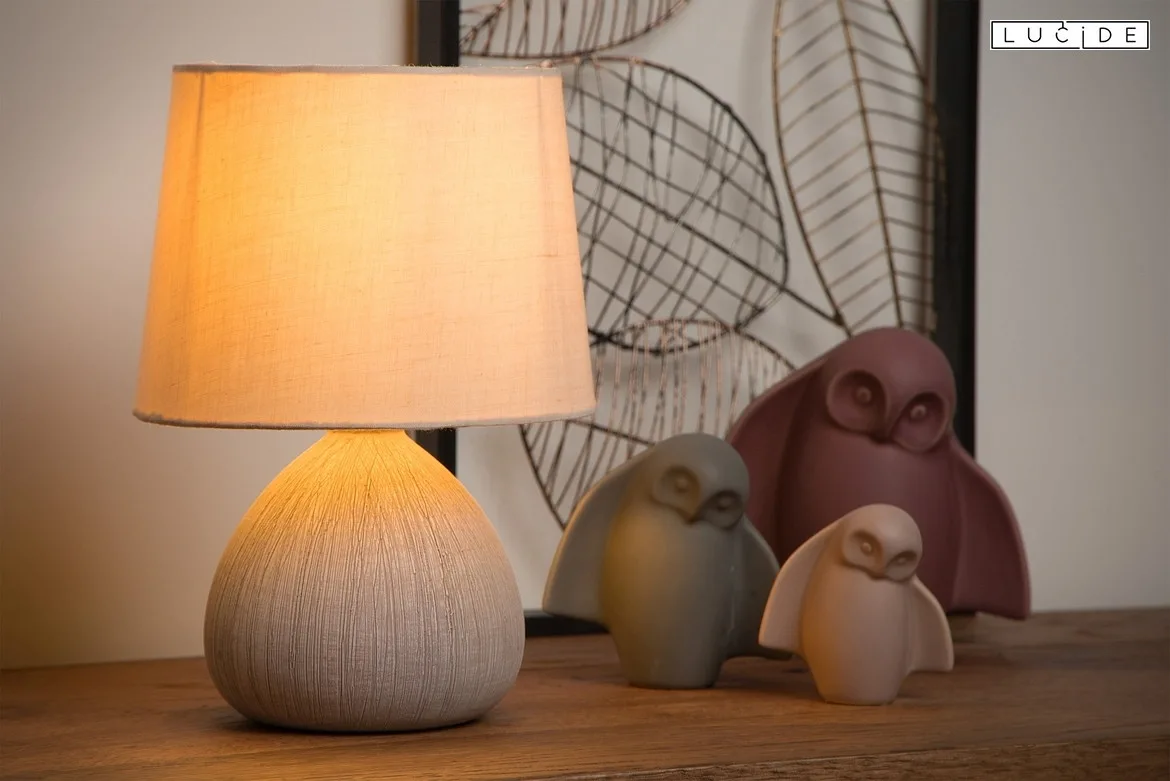 Lucide Tischleuchte RAMZI, Ø 18 cm, 1xE14, beige Lucide Tischleuchte RAMZI, Ø 18 cm, 1xE14, beige