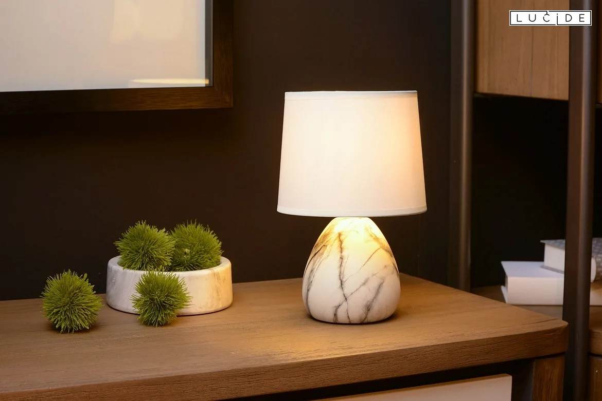 Lucide table lamp MARMO E14 IP20, white Lucide table lamp MARMO E14 IP20, white
