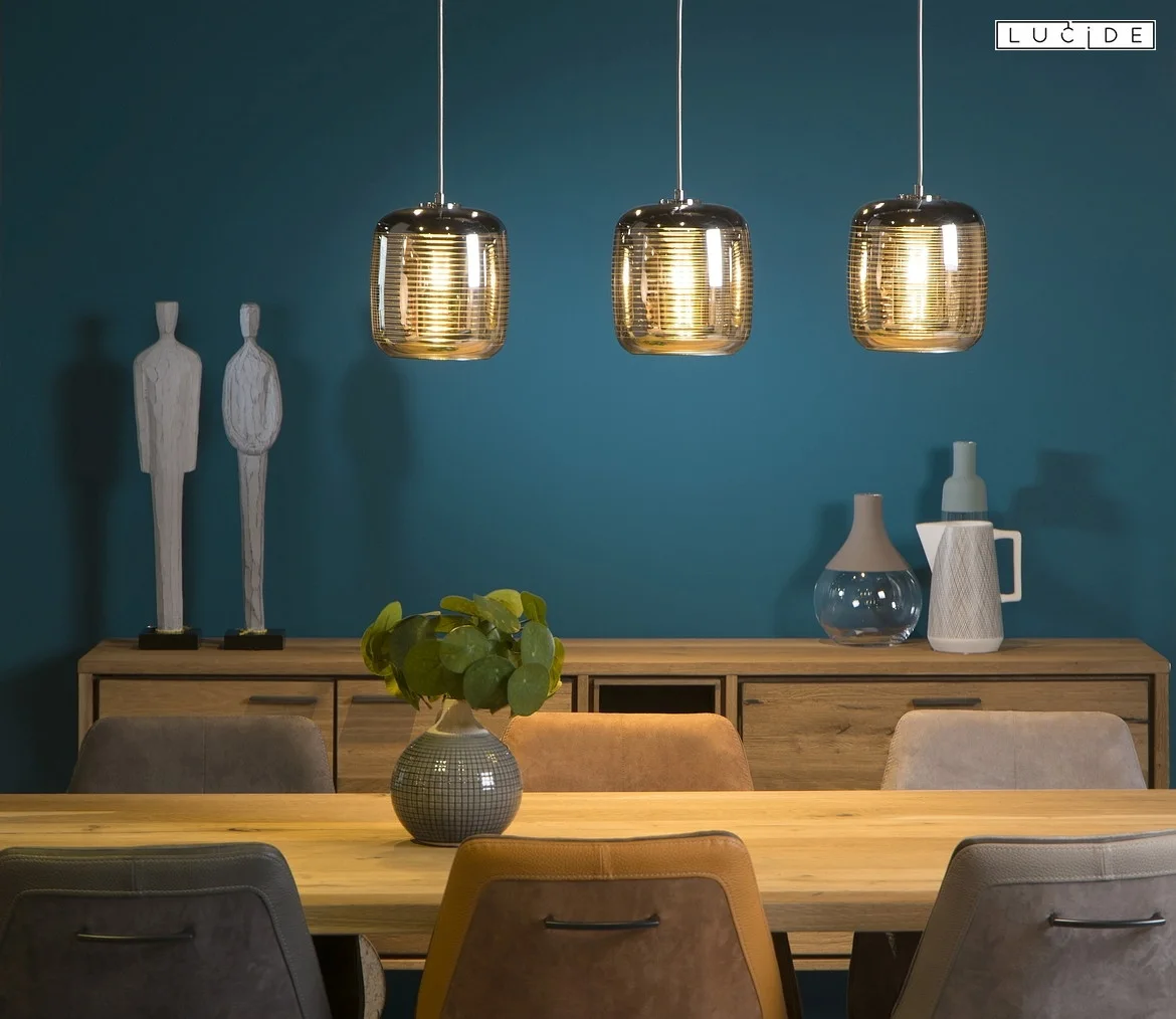 Lucide pendant luminaire ERYN 3 flames, round E27 IP20, chrome, gold Lucide pendant luminaire ERYN 3 flames, round E27 IP20, chrome, gold
