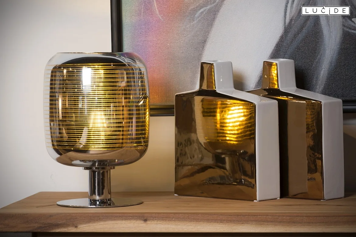 Lucide table lamp ERYN oval E27 IP20, chrome, gold Lucide table lamp ERYN oval E27 IP20, chrome, gold