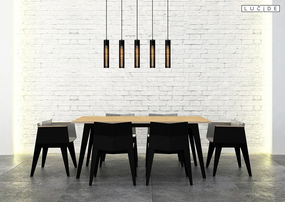 Lucide pendant luminaire LIONEL 5 flames, cylindrical E27 IP20, black Lucide pendant luminaire LIONEL 5 flames, cylindrical E27 IP20, black