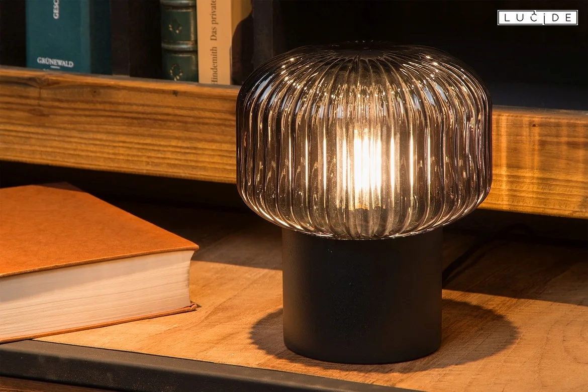 Lucide table lamp JANY round E14 IP20, smoky colour, black Lucide table lamp JANY round E14 IP20, smoky colour, black