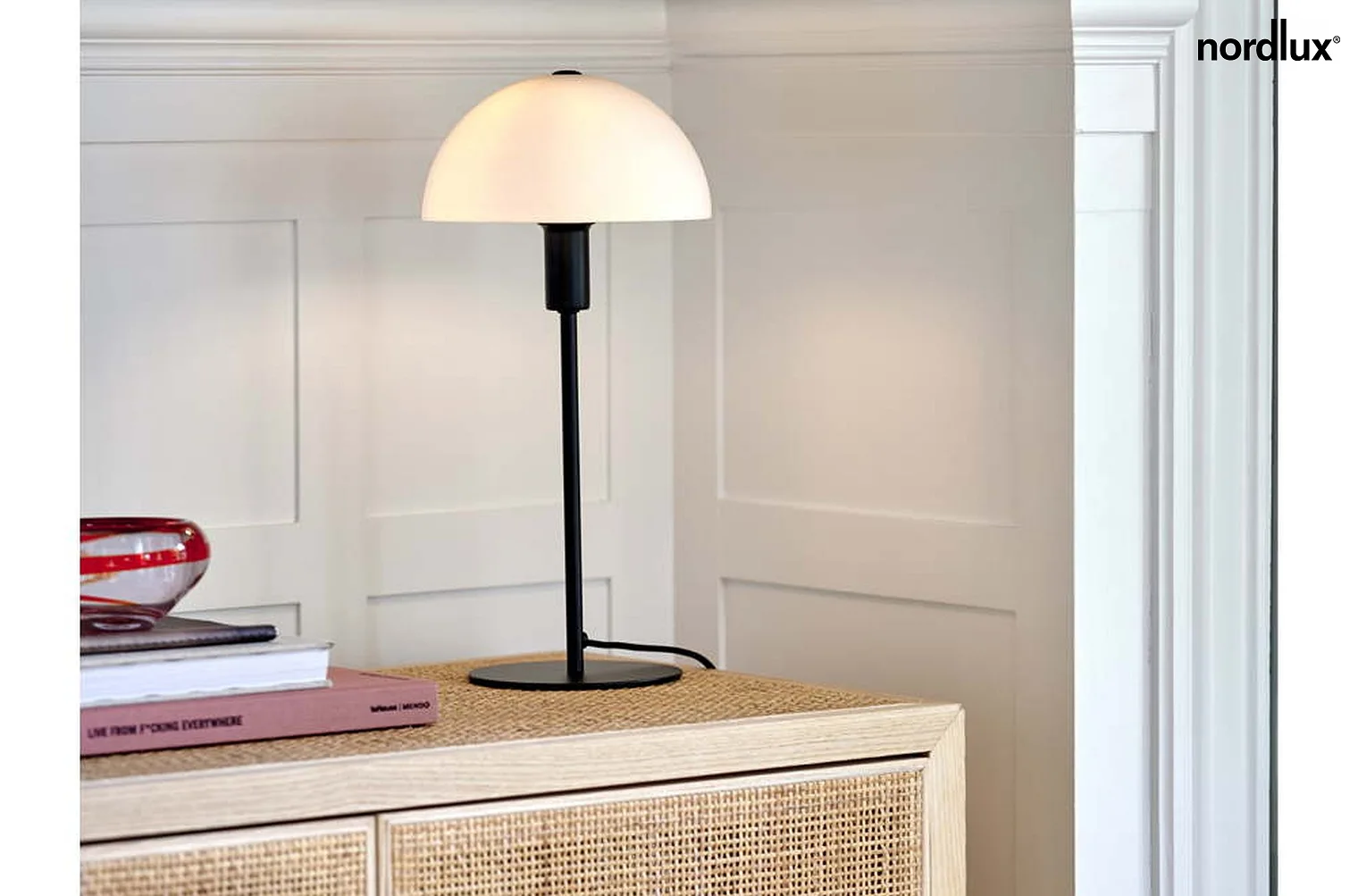 Nordlux Table lamp ELLEN, E14, shade opal, black Nordlux Table lamp ELLEN, E14, shade opal, black