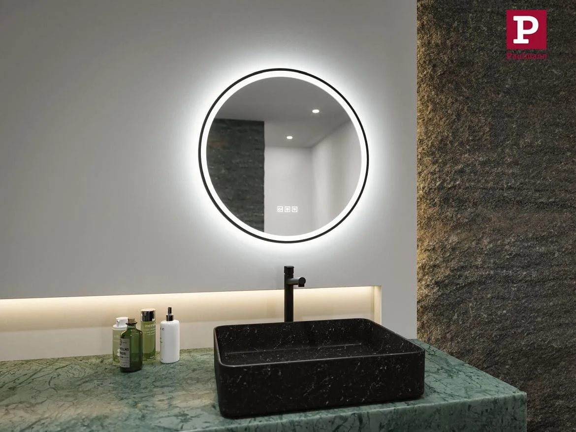 Paulmann LED Leuchtspiegel MIRRA, IP44, rund, Ø 59cm, 23.5W 2700/4000/6500K (WhiteSwitch), mit Touch-Dimmer + Heizfunktion, schwarz Paulmann LED Leuchtspiegel MIRRA, IP44, rund, Ø 59cm, 23.5W 2700/4000/6500K (WhiteSwitch), mit Touch-Dimmer + Heizfunktion, schwarz
