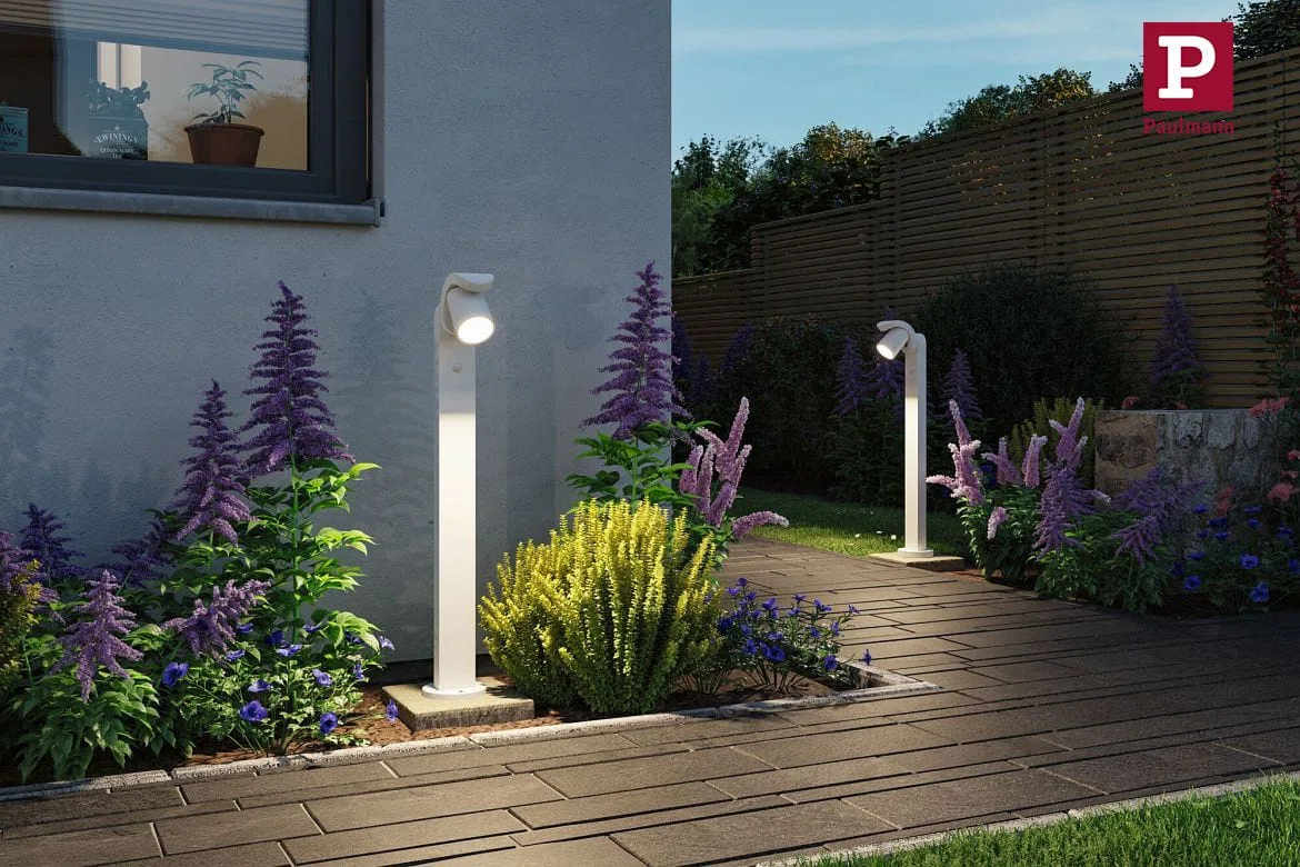 Paulmann LED Outdoor Pollerleuchte CUFF PIR, 230V, 12,5W, 3000K, 700lm, IP44, mit Lichtsensor, weiß Paulmann LED Outdoor Pollerleuchte CUFF PIR, 230V, 12,5W, 3000K, 700lm, IP44, mit Lichtsensor, weiß