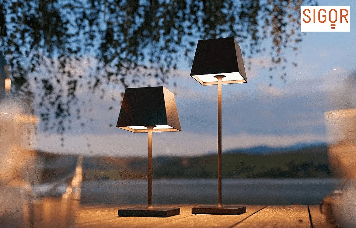 SIGOR LED Akku-Tischleuchte NUINDIE, IP54, 2.2W 2200K/2700K (Flex-Mood) 168/197lm, eckig, dimmbar, nachtschwarz SIGOR LED Akku-Tischleuchte NUINDIE, IP54, 2.2W 2200K/2700K (Flex-Mood) 168/197lm, eckig, dimmbar, nachtschwarz