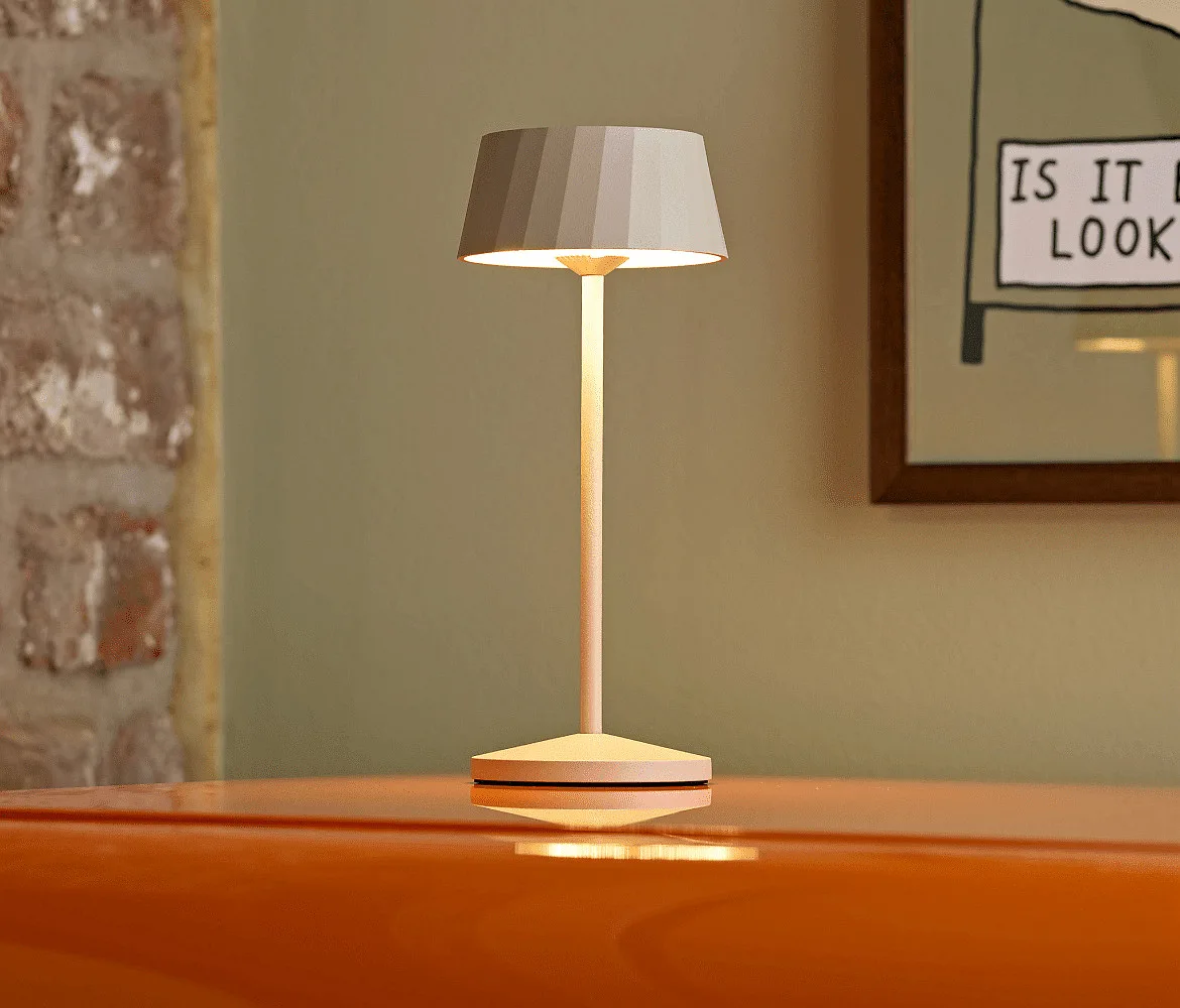 SIGOR battery table lamp FACETTA down, CCT Switch, set of 1, with touch dimmer IP44, dune beige dimmable SIGOR battery table lamp FACETTA down, CCT Switch, set of 1, with touch dimmer IP44, dune beige dimmable