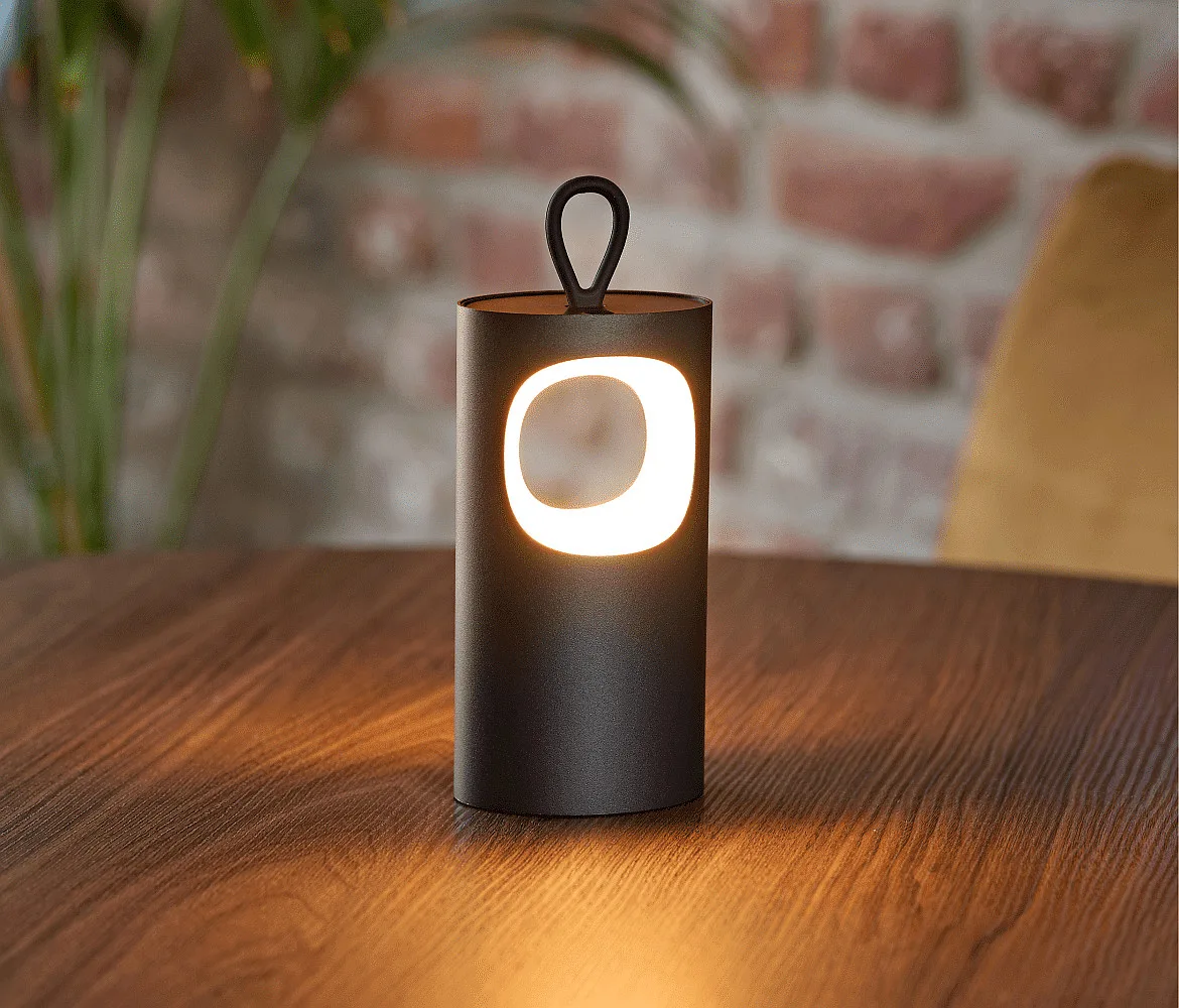 SIGOR battery table lamp LUNARI with USB connection, CCT Switch, with handle, with touch dimmer IP44, mat, night black dimmable SIGOR battery table lamp LUNARI with USB connection, CCT Switch, with handle, with touch dimmer IP44, mat, night black dimmable
