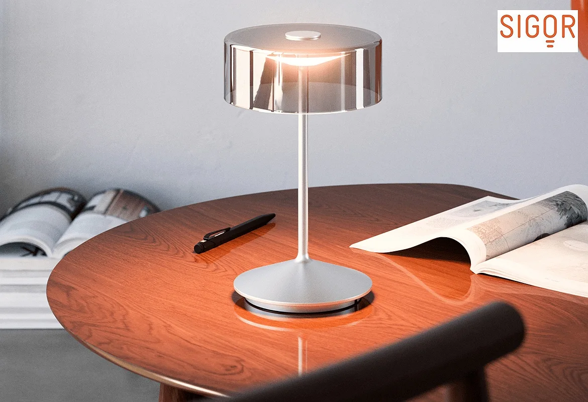SIGOR LED Akku-Glasleuchte NUMOTION, IP54, 2.2W 2200/2700K (Flex-Mood) 140/160lm, mit Touch-Dimmer, silber / Rauch SIGOR LED Akku-Glasleuchte NUMOTION, IP54, 2.2W 2200/2700K (Flex-Mood) 140/160lm, mit Touch-Dimmer, silber / Rauch